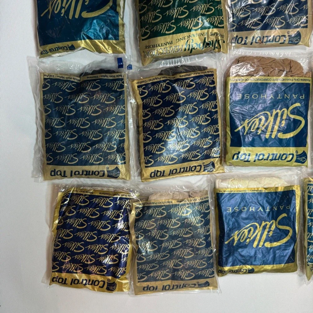 Vintage New Silkies Control Top Pantyhose Lot Nude Black White Navy Small‎ Vtg